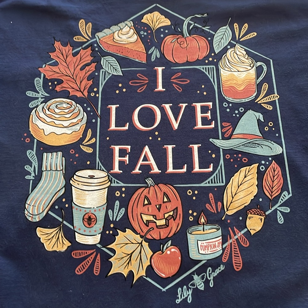 Lily Grace I Love Fall Size Xl Long Sleeve Tee, NWOT